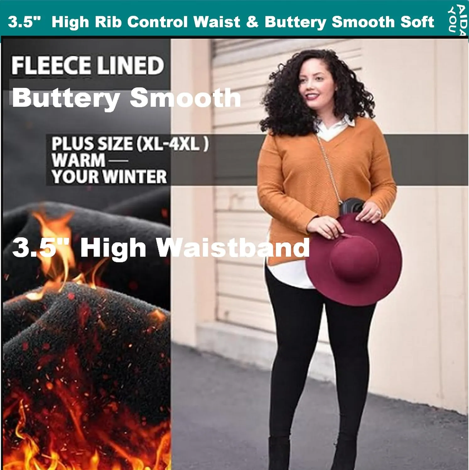 AIDAYOU Women Plus Size Leggings Thicken Super Stretch - Tummy Control- High Waist- Casual Every Day