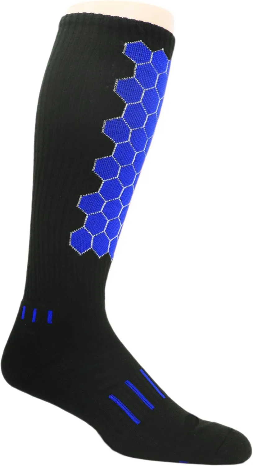 Black with Blue Helix Deadlift Fitness Knee-High Socks