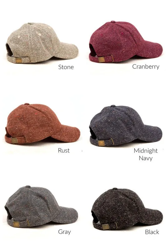 Chic Speckled Design Curved Brim Tweed Textured Fashion Baseball Ball Cap Hat