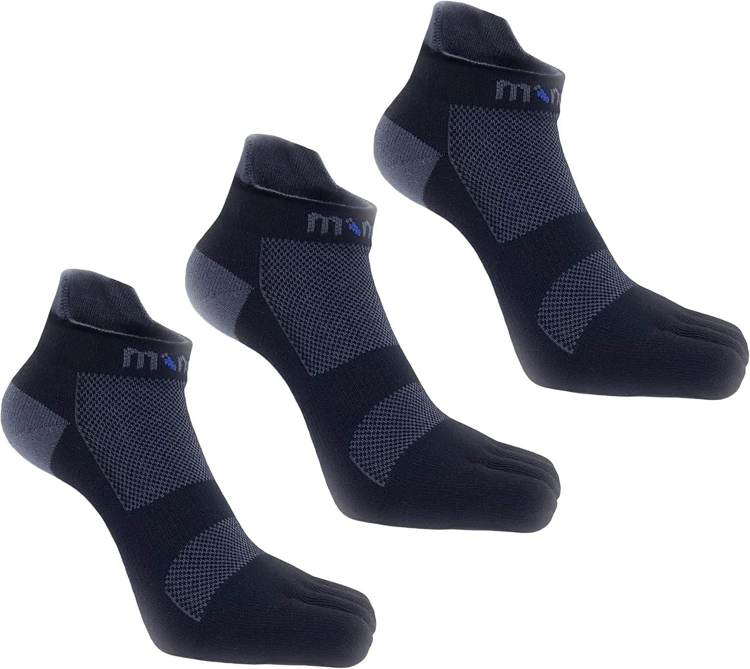 Coolmax No-Show Midweight Toe Socks for Running and Hiking with Cushion and Mesh for Men and Women