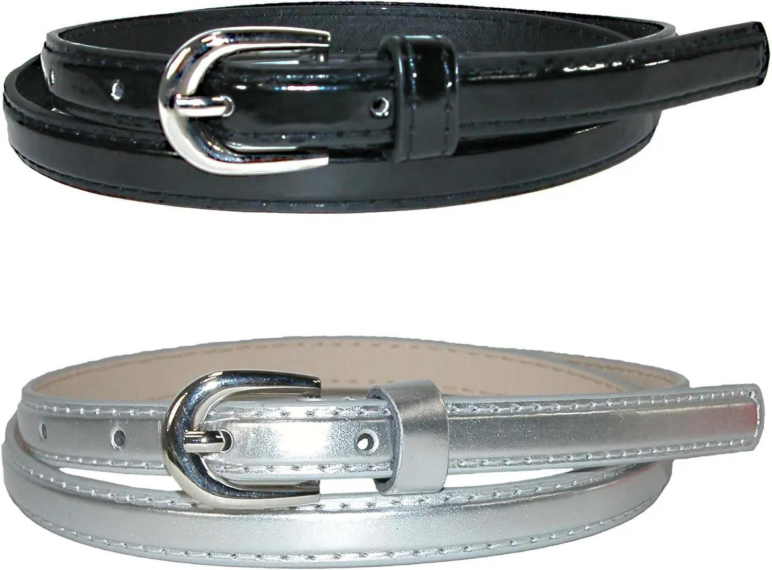 CTM® Women's Skinny Dress Belt (Pack of 2 Colors)