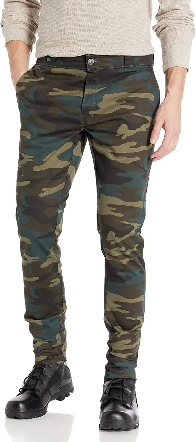 Dickies Men's Skinny Straight Fit Work Pant, Hunter Green Camo v1, 36W X 32L
