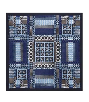 Gancini Print Silk Foulard Marine Blue