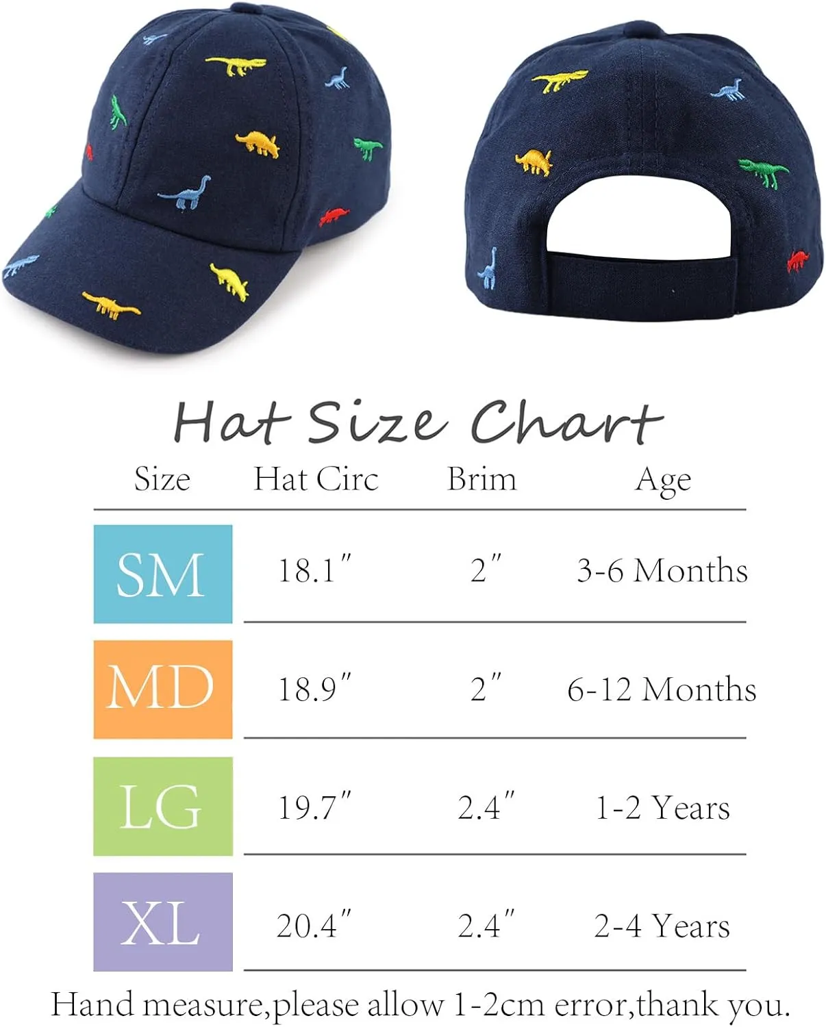 JANGANNSA Dinosaur Boys Girls Caps Embroidery Baby Baseball Caps Cotton Infant Toddler Kids Hat Spring Summer Autumn