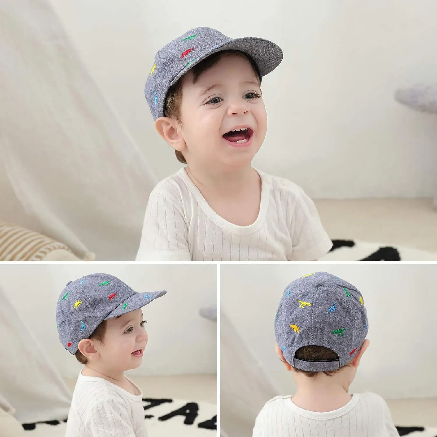 JANGANNSA Dinosaur Boys Girls Caps Embroidery Baby Baseball Caps Cotton Infant Toddler Kids Hat Spring Summer Autumn