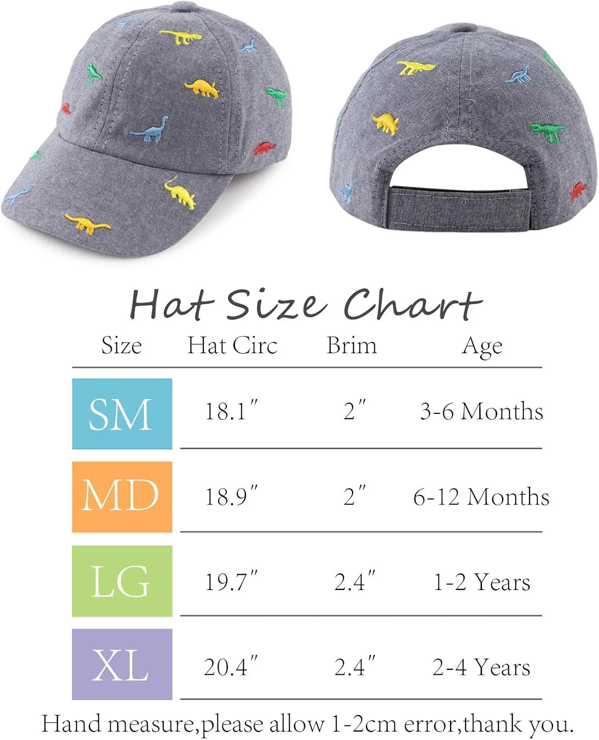 JANGANNSA Dinosaur Boys Girls Caps Embroidery Baby Baseball Caps Cotton Infant Toddler Kids Hat Spring Summer Autumn