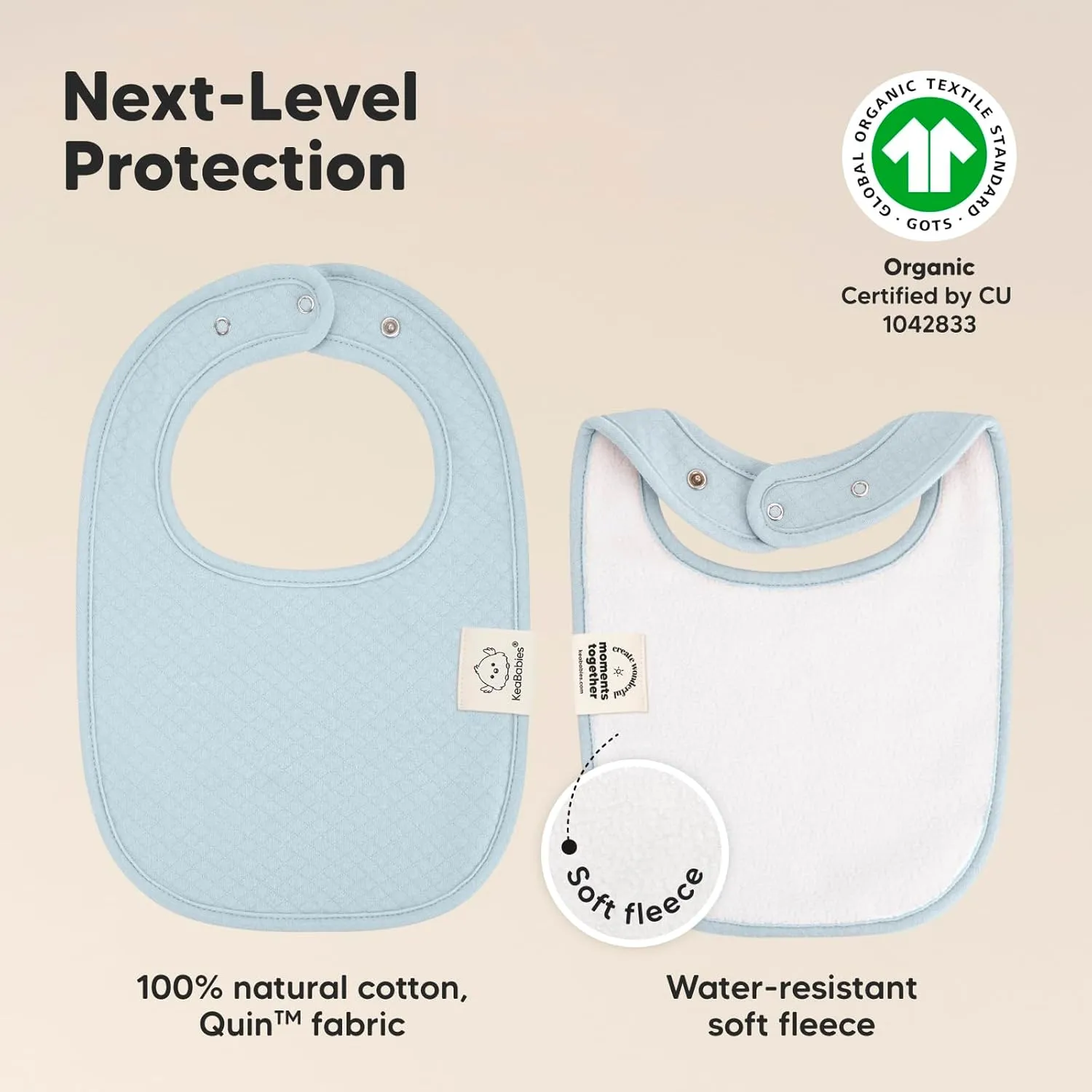KeaBabies 8-Pack Organic Baby Bibs for Girls, Boys - Quilted Cotton Cloth Baby Drool Bibs for Drooling and Teething Toddler, Newborn, Infant, Soft & Super Absorbent (Dawn)