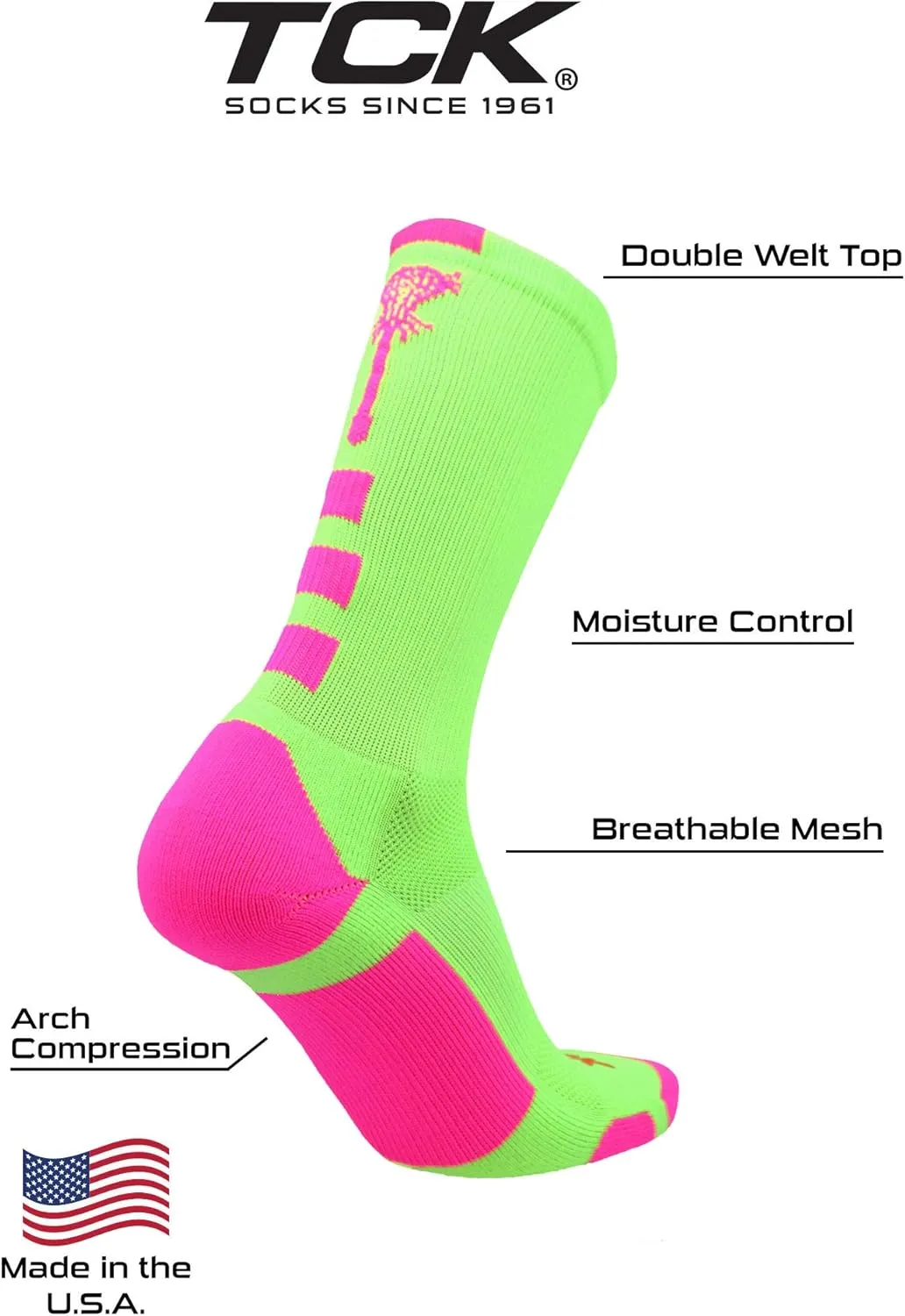 Lacrosse Socks Midline Lacrosse Stick Logo Crew Socks Men Boys Girls Women