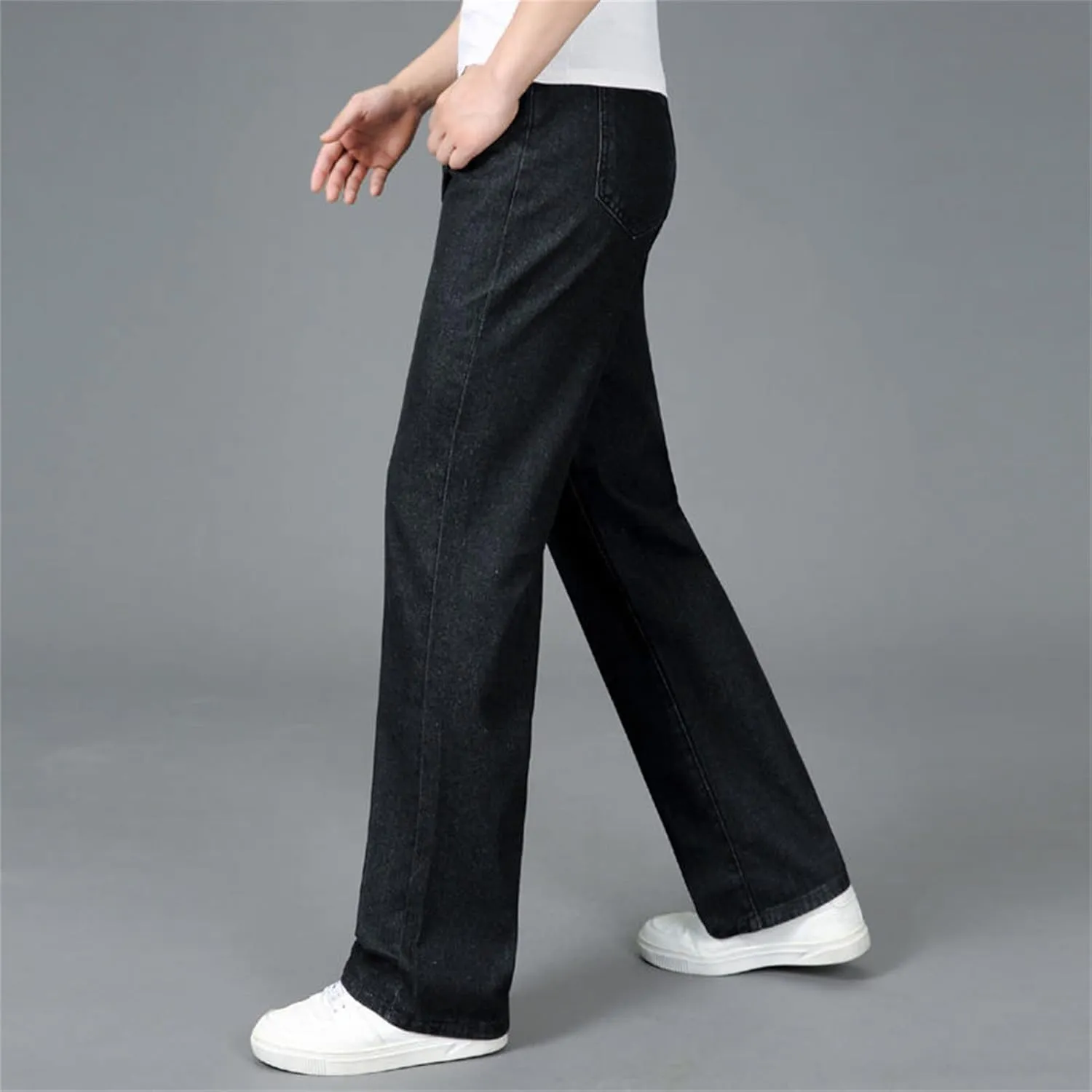 Maiyifu-GJ Men's Relaxed Fit Straight Leg Jeans Casual Loose Wide Leg Denim Pants Basic Retro Washed Comfort Jean Trousers