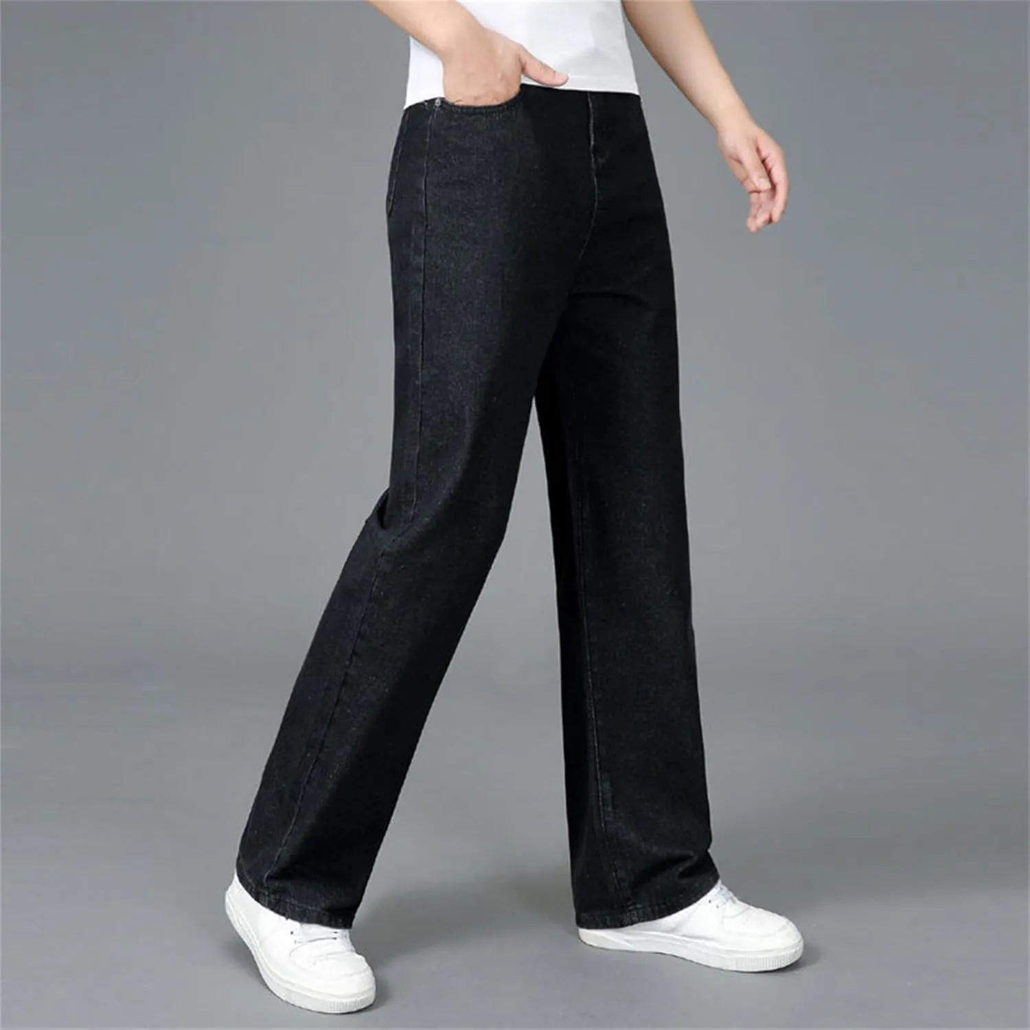 Maiyifu-GJ Men's Relaxed Fit Straight Leg Jeans Casual Loose Wide Leg Denim Pants Basic Retro Washed Comfort Jean Trousers
