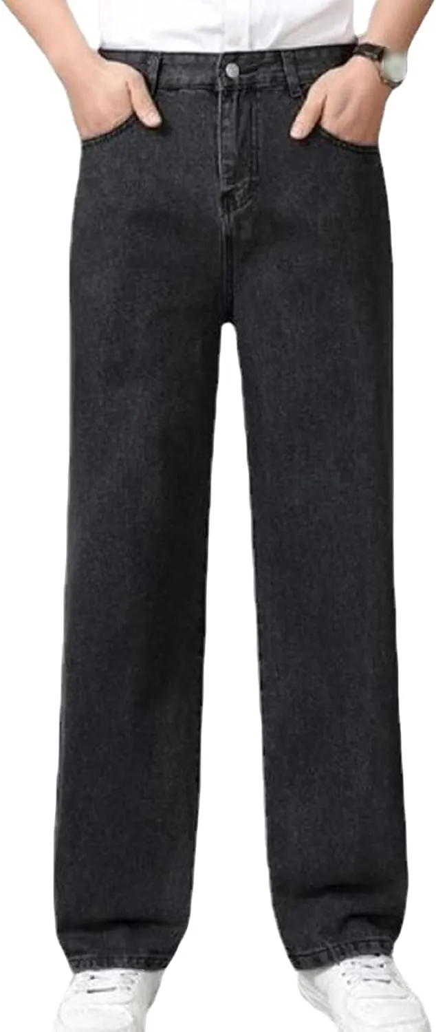 Maiyifu-GJ Men's Relaxed Fit Straight Leg Jeans Casual Loose Wide Leg Denim Pants Basic Retro Washed Comfort Jean Trousers