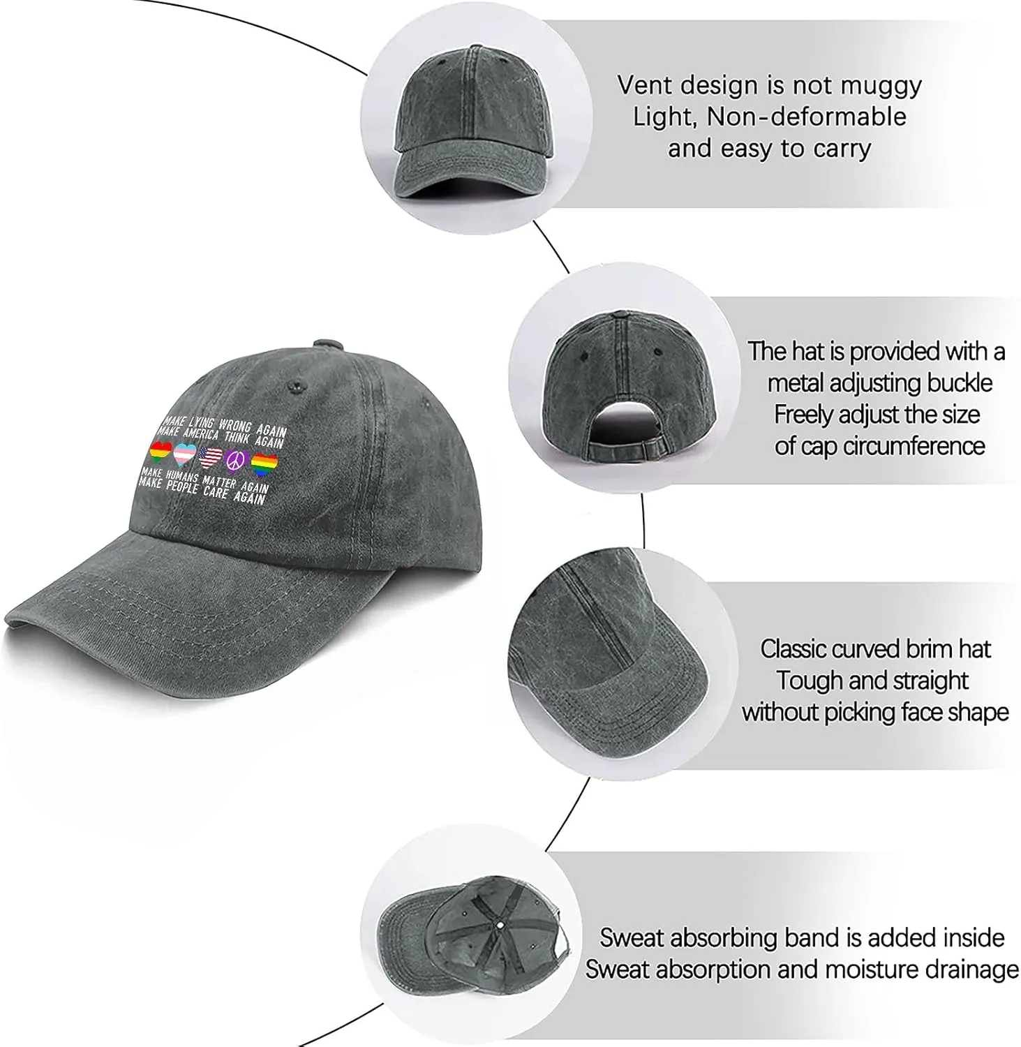 Make Lying Wrong Again Make America Think Again Make Human Matter Again Make People Care Again Mens Hats Hat for Women's