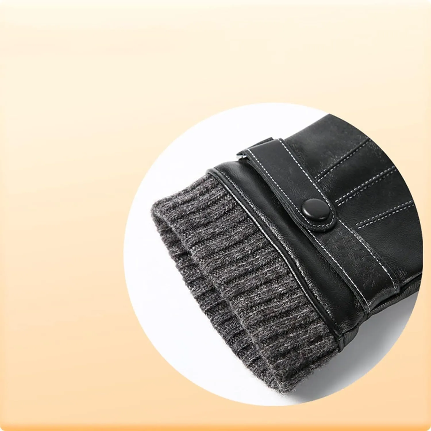 Men Winter Riding Driving Gloves Plush Warm Outdoor Windproof Ski Gloves Cold Weather Faux Leather Gloves