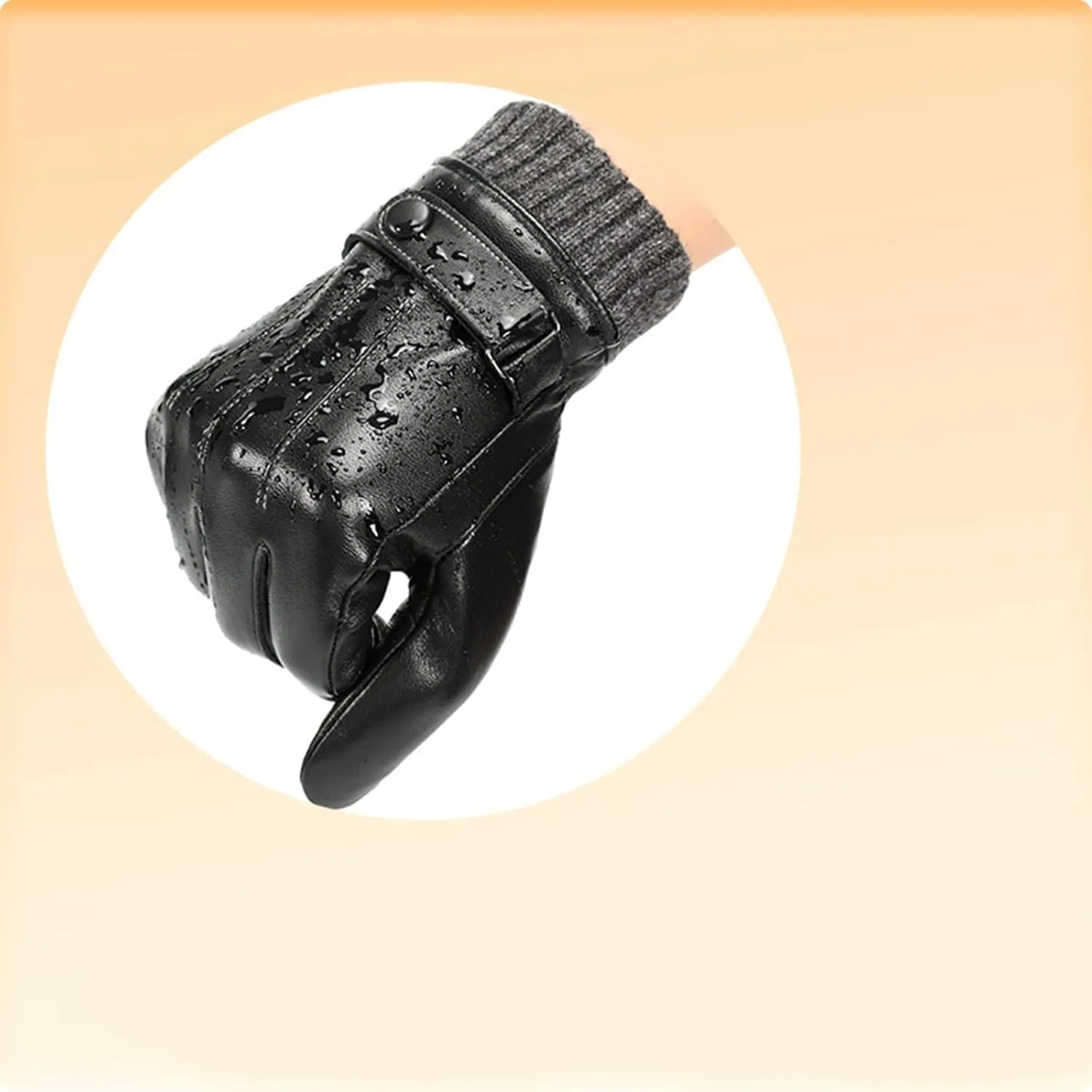 Men Winter Riding Driving Gloves Plush Warm Outdoor Windproof Ski Gloves Cold Weather Faux Leather Gloves