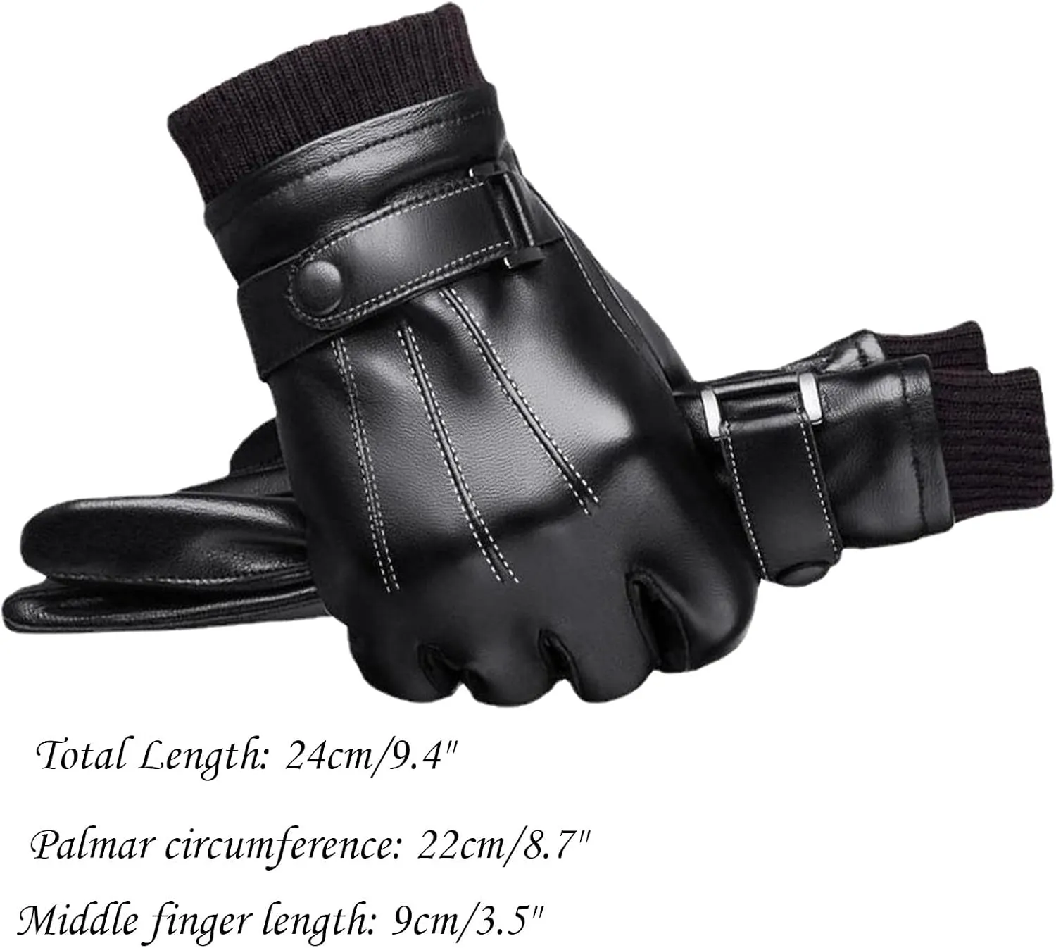 Men Winter Riding Driving Gloves Plush Warm Outdoor Windproof Ski Gloves Cold Weather Faux Leather Gloves