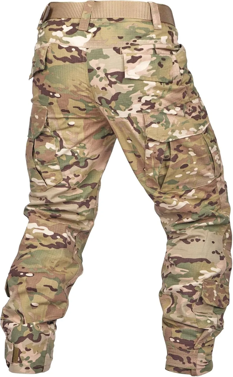 Men's Tactical Pants Camo Cargo Pants Ripstop Work Hiking Pants with 10 Pockets No Belt