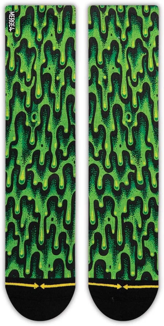 MERGE4 Jimbo Phillips Slime Medium Crew Socks for Men and Women Green Black Cushioned Crew