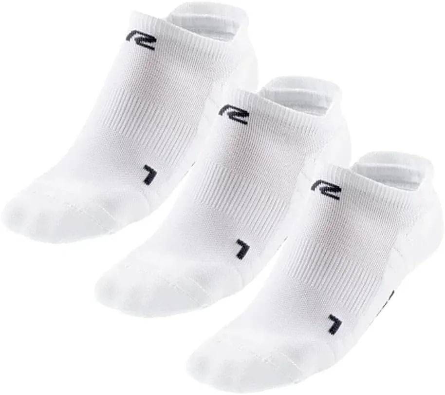R-Gear CEP Compression Running Socks For Women, No Show with Heel Tab, Light Cushion | Breathable, Maintain Blood Circulation, Moisture Control, Reduce Swelling | M, Pure White, 3 Pack