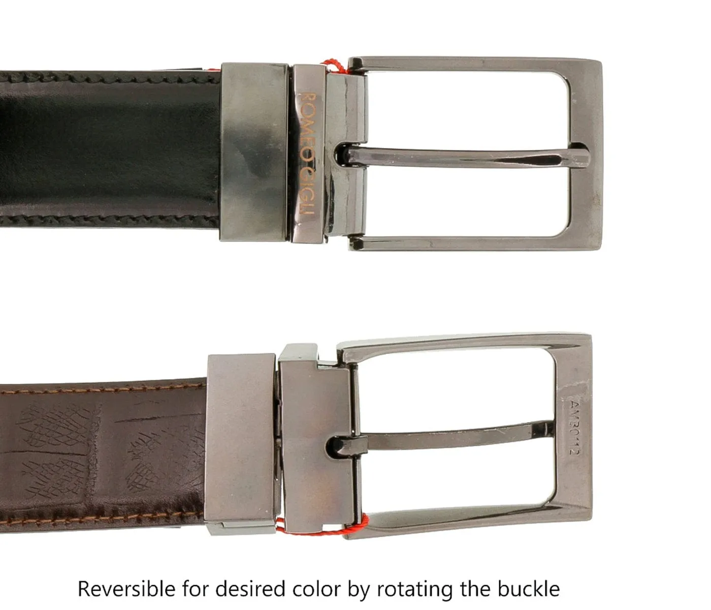 Romeo Gigli C956/3R MORO.NERO Brown/Black Leather Adjustable Mens Belt