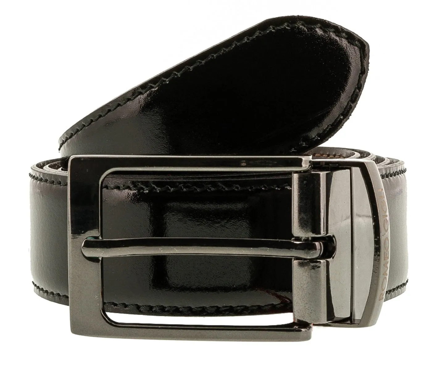 Romeo Gigli C956/3R MORO.NERO Brown/Black Leather Adjustable Mens Belt