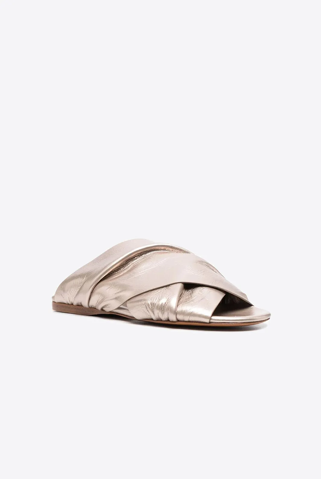Sandal with crossover front in nappa