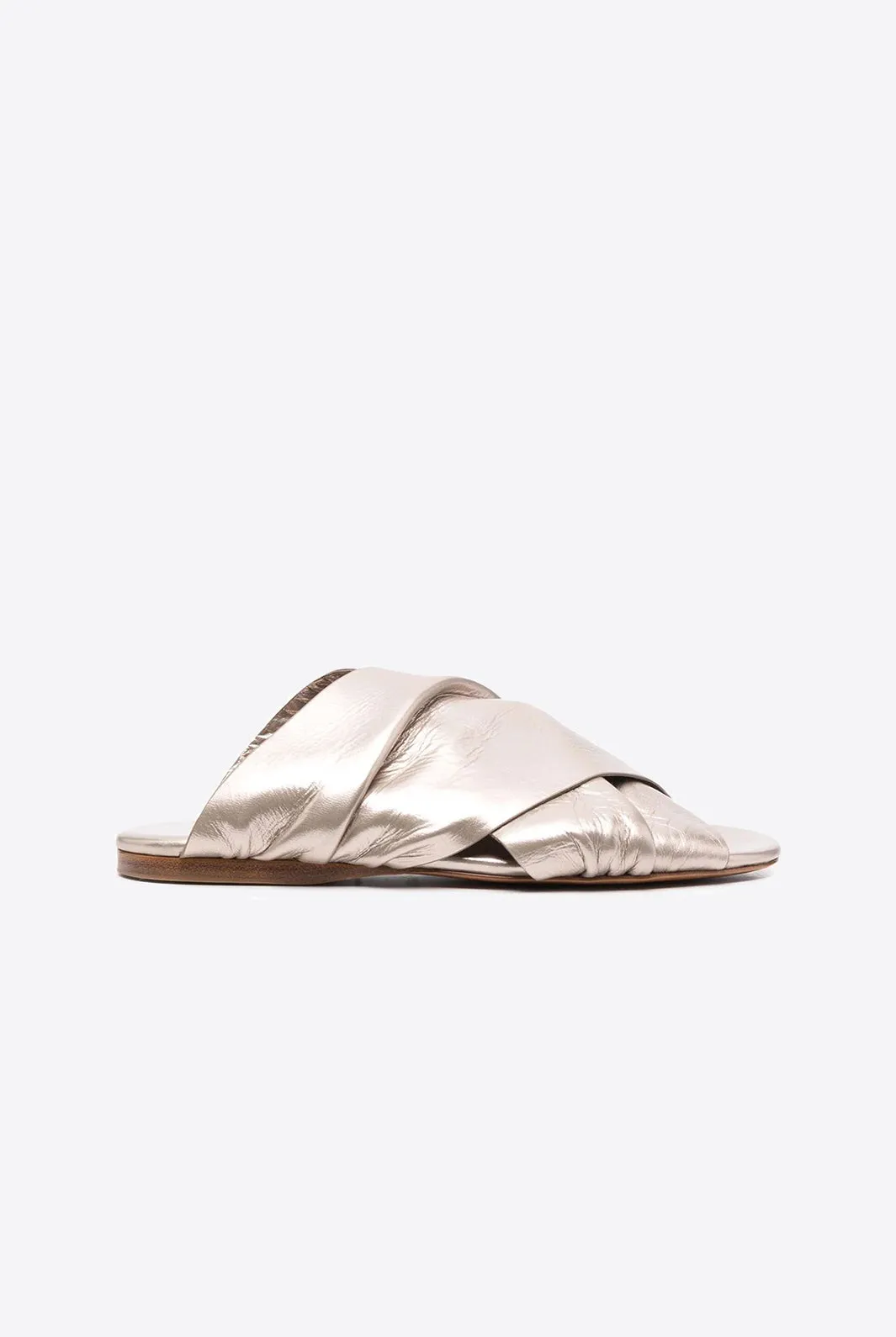 Sandal with crossover front in nappa