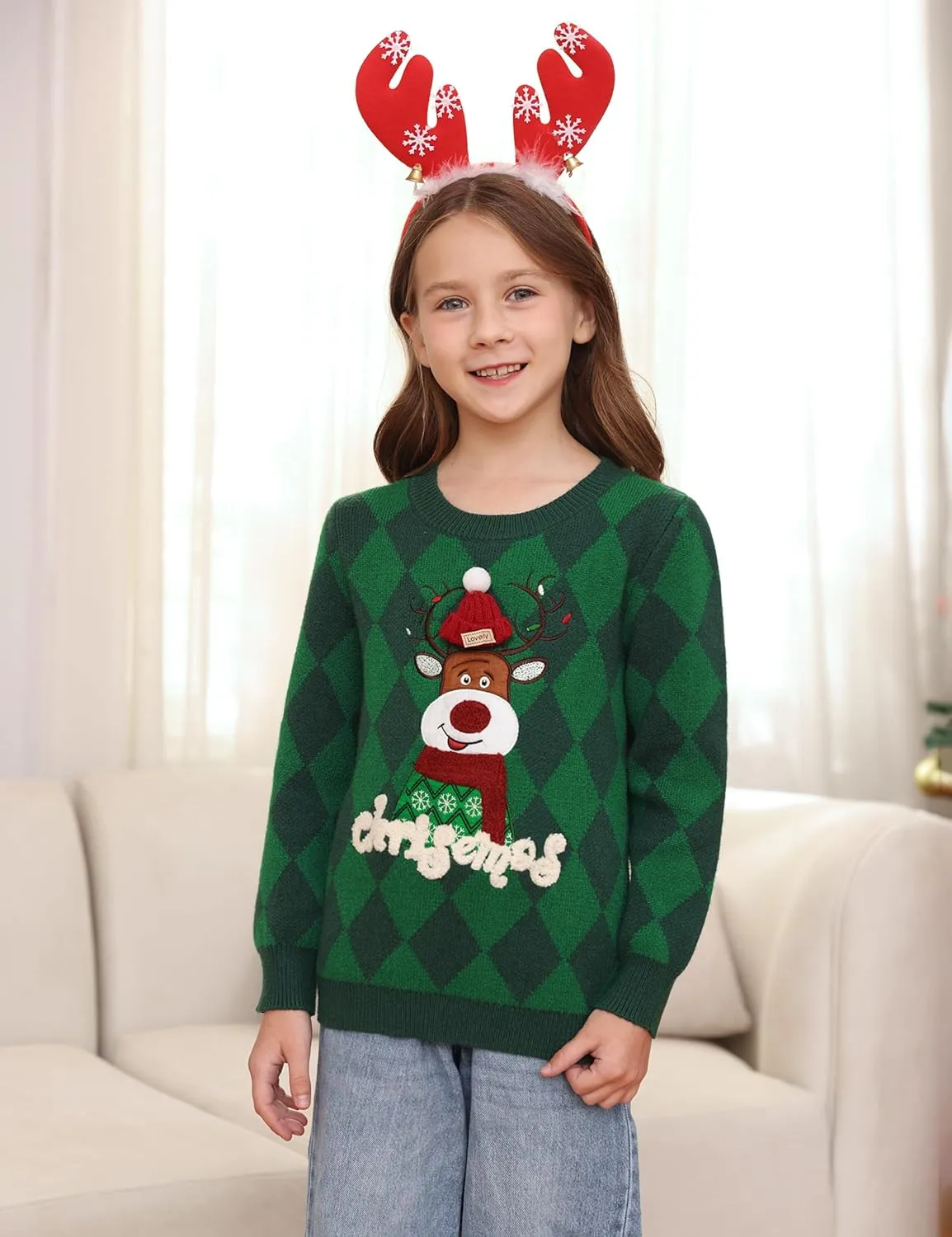 Totatuit Matching Christmas Family Sweater Ugly Xmas Reindeer Knit Pullover Sweaters Top
