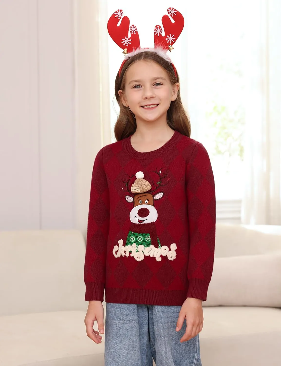 Totatuit Matching Christmas Family Sweater Ugly Xmas Reindeer Knit Pullover Sweaters Top