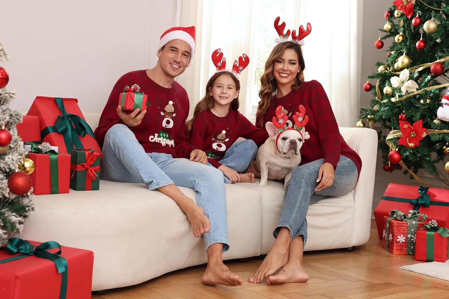 Totatuit Matching Christmas Family Sweater Ugly Xmas Reindeer Knit Pullover Sweaters Top