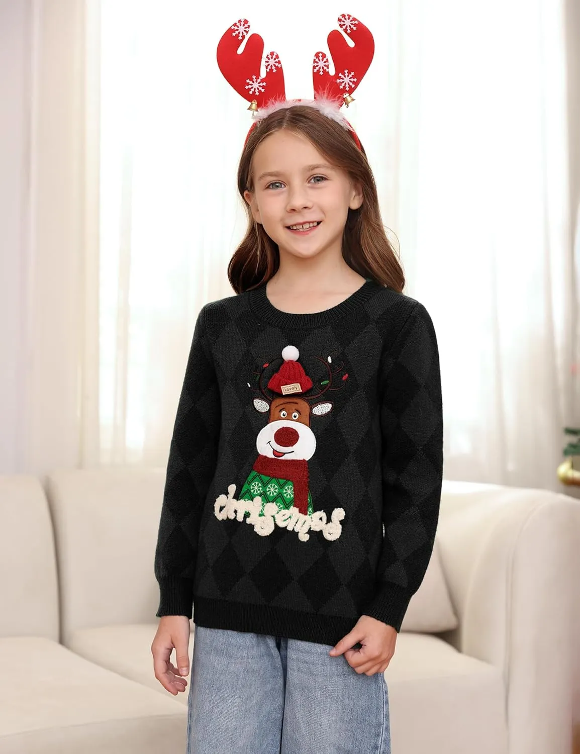 Totatuit Matching Christmas Family Sweater Ugly Xmas Reindeer Knit Pullover Sweaters Top