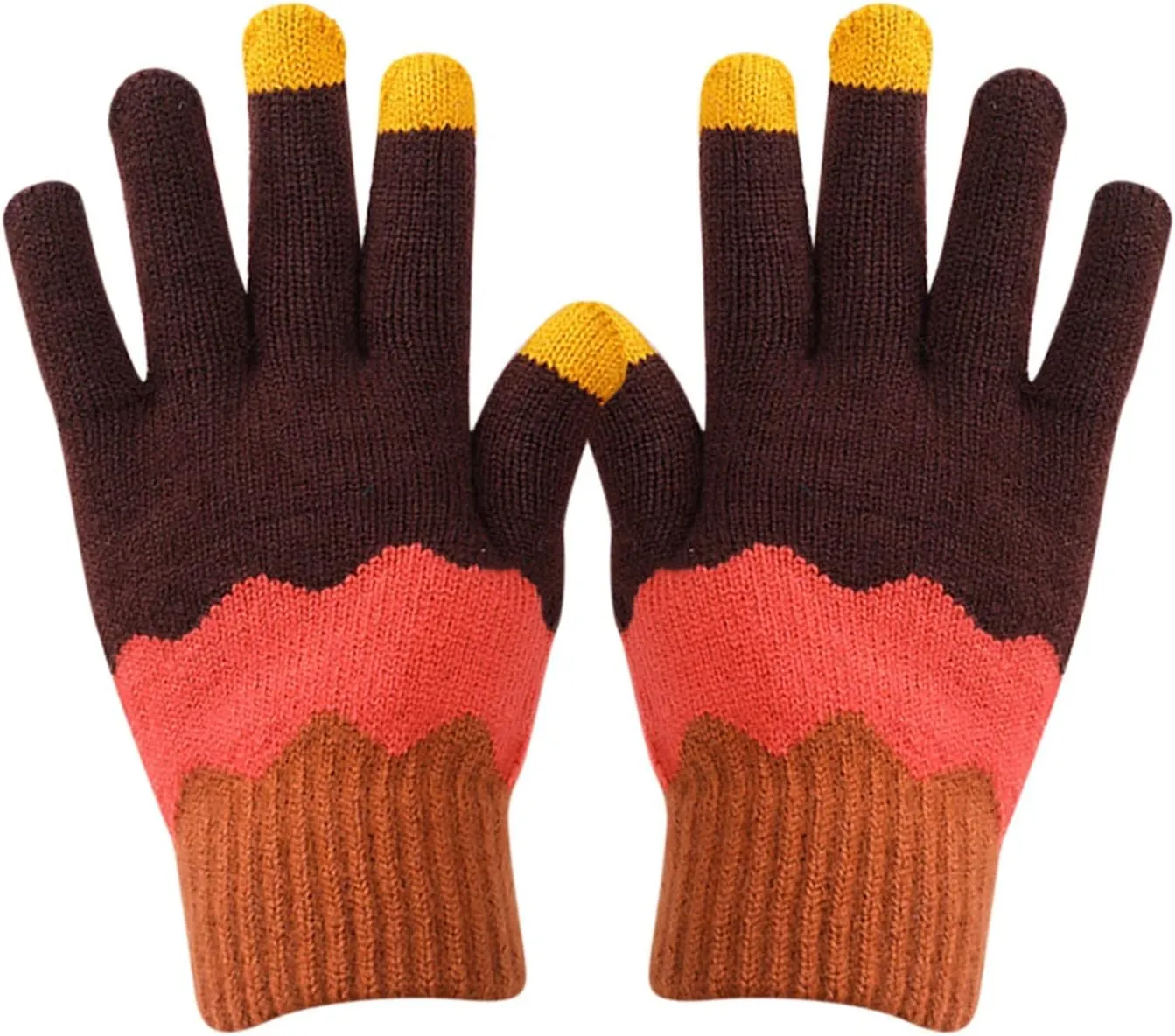 Touchscreen Gloves Winter Snow Flower Printing Winter Thick Knitted Gloves Texting Mittens Warm Touchscreen