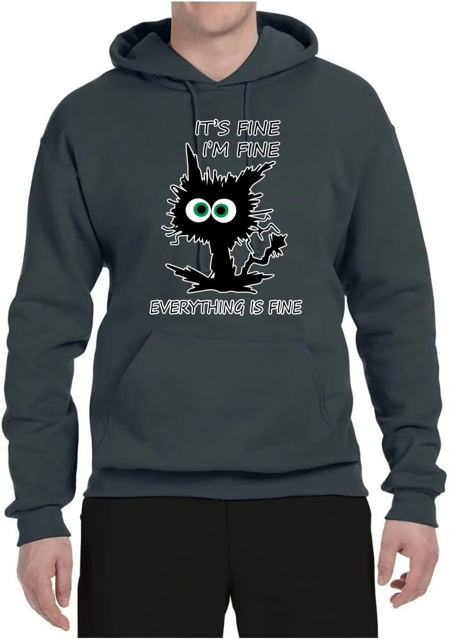 Wild Bobby Cat Joke It's Fine I'm Fine Everything is Fine Cat Lover Unisex Graphic Hoodie Sweatshirt