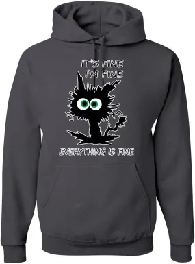 Wild Bobby Cat Joke It's Fine I'm Fine Everything is Fine Cat Lover Unisex Graphic Hoodie Sweatshirt