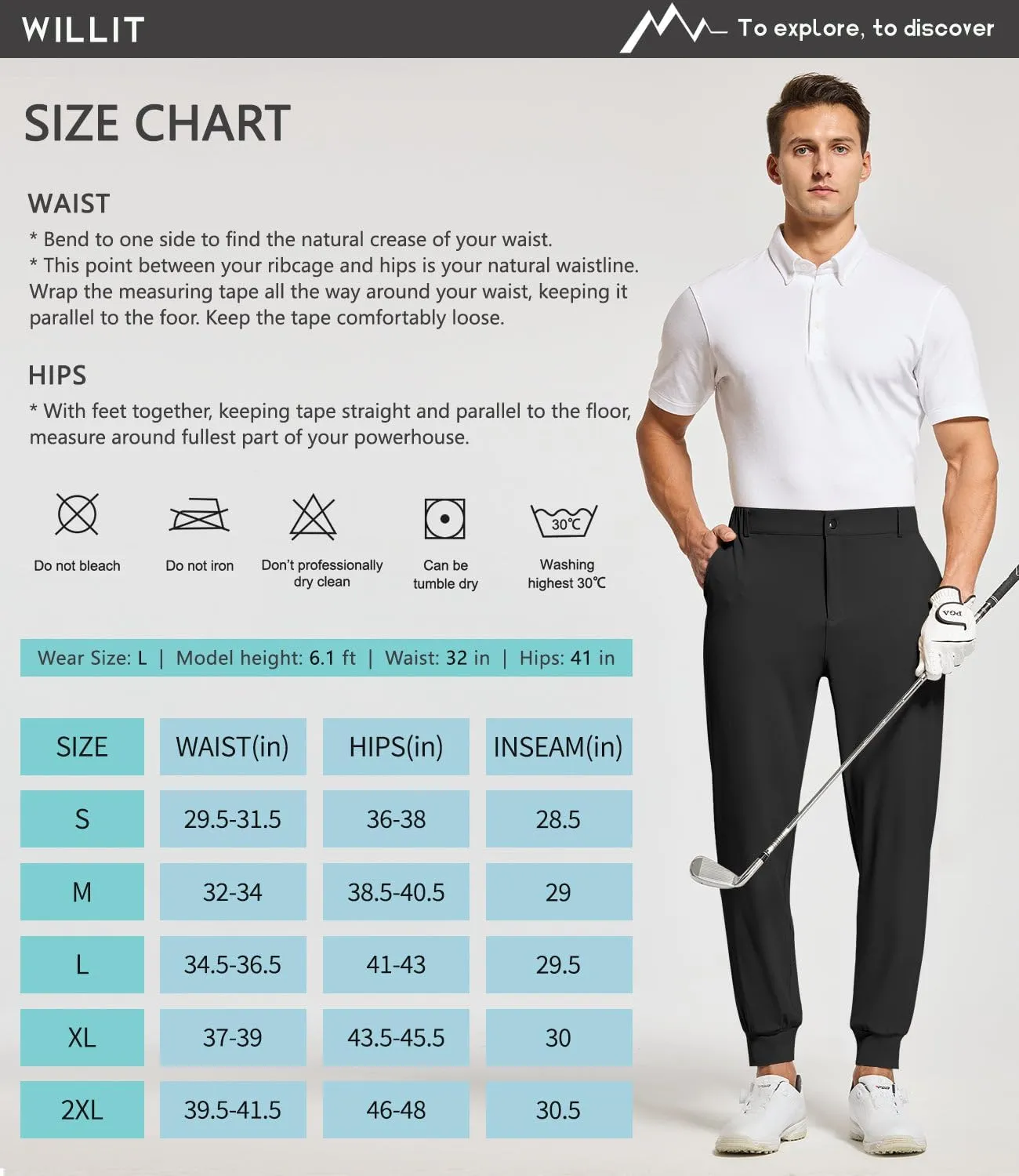 Willit Men's Golf Joggers Pants Stretch Slim Fit Work Dress Pants Quick Dry Athletic Pants with Pockets
