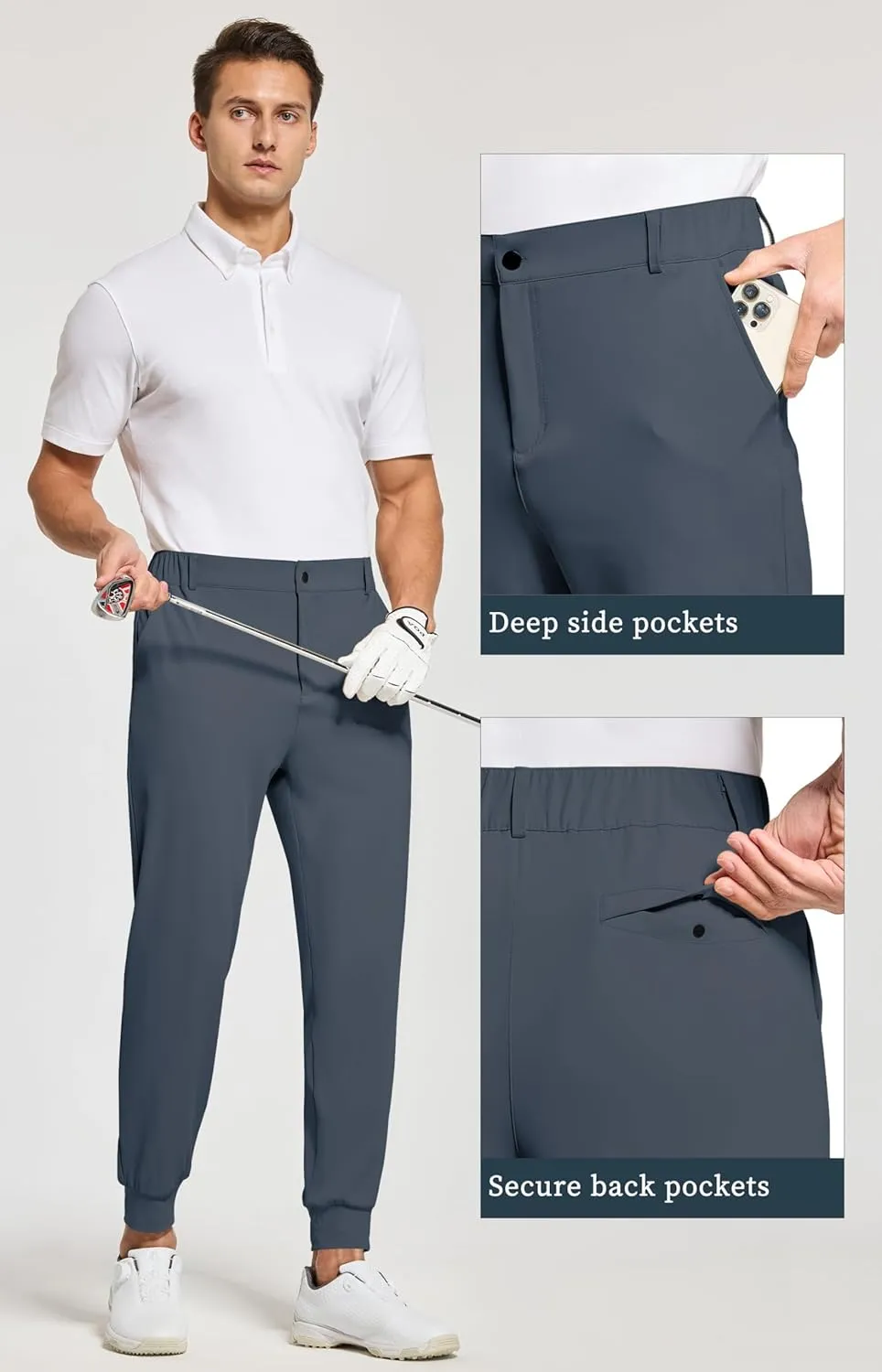 Willit Men's Golf Joggers Pants Stretch Slim Fit Work Dress Pants Quick Dry Athletic Pants with Pockets