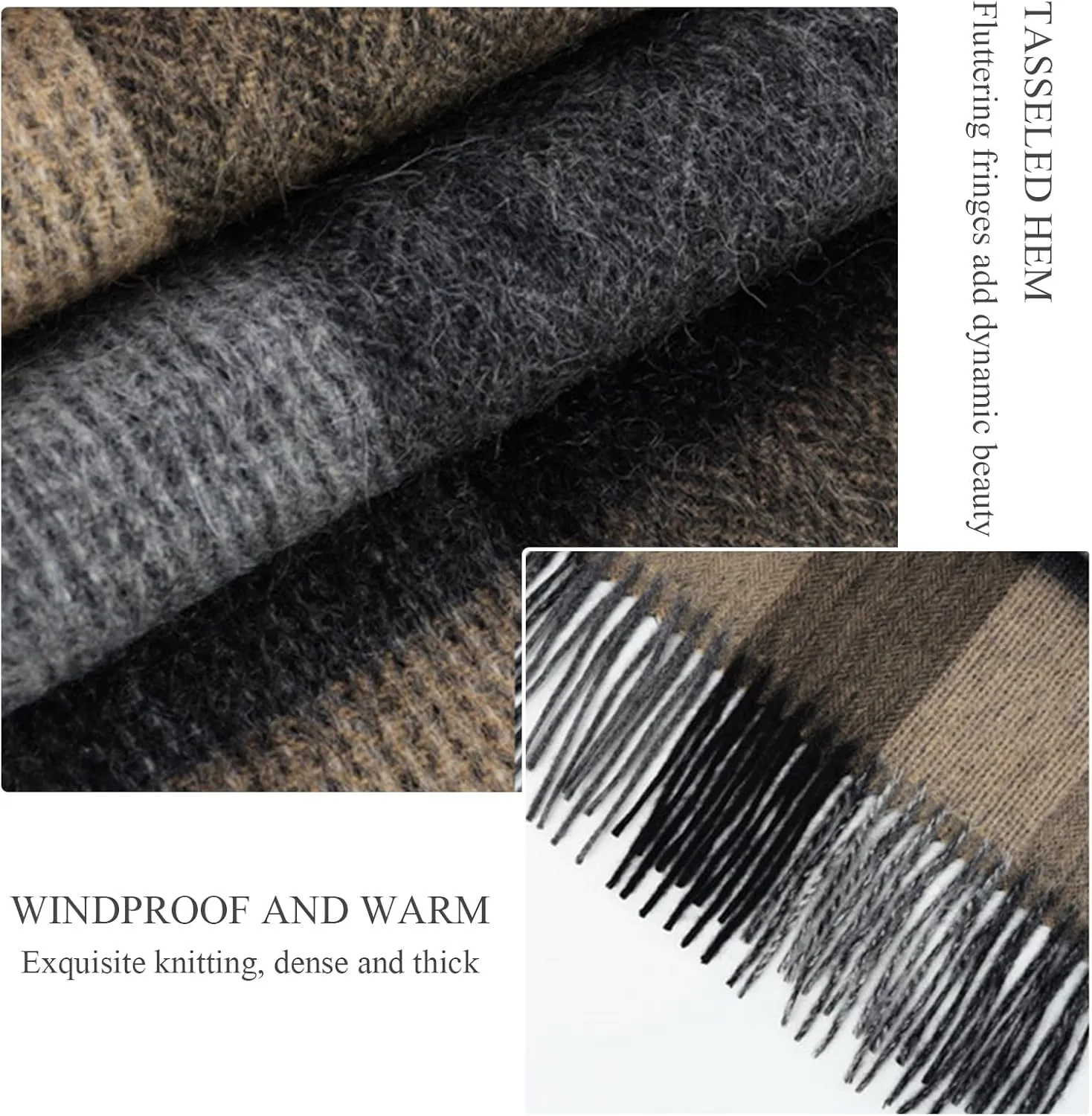 Winter Tartan Scarf Women Men Wool Scarf With Tassel Classic Checked Plaid Cashmere Scarves Warm Pashmina Shawl Wrap