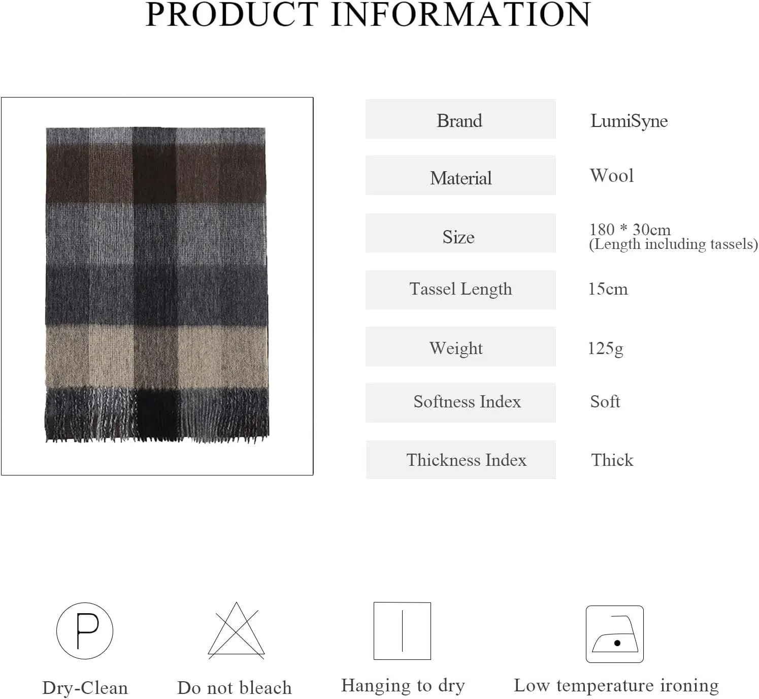 Winter Tartan Scarf Women Men Wool Scarf With Tassel Classic Checked Plaid Cashmere Scarves Warm Pashmina Shawl Wrap