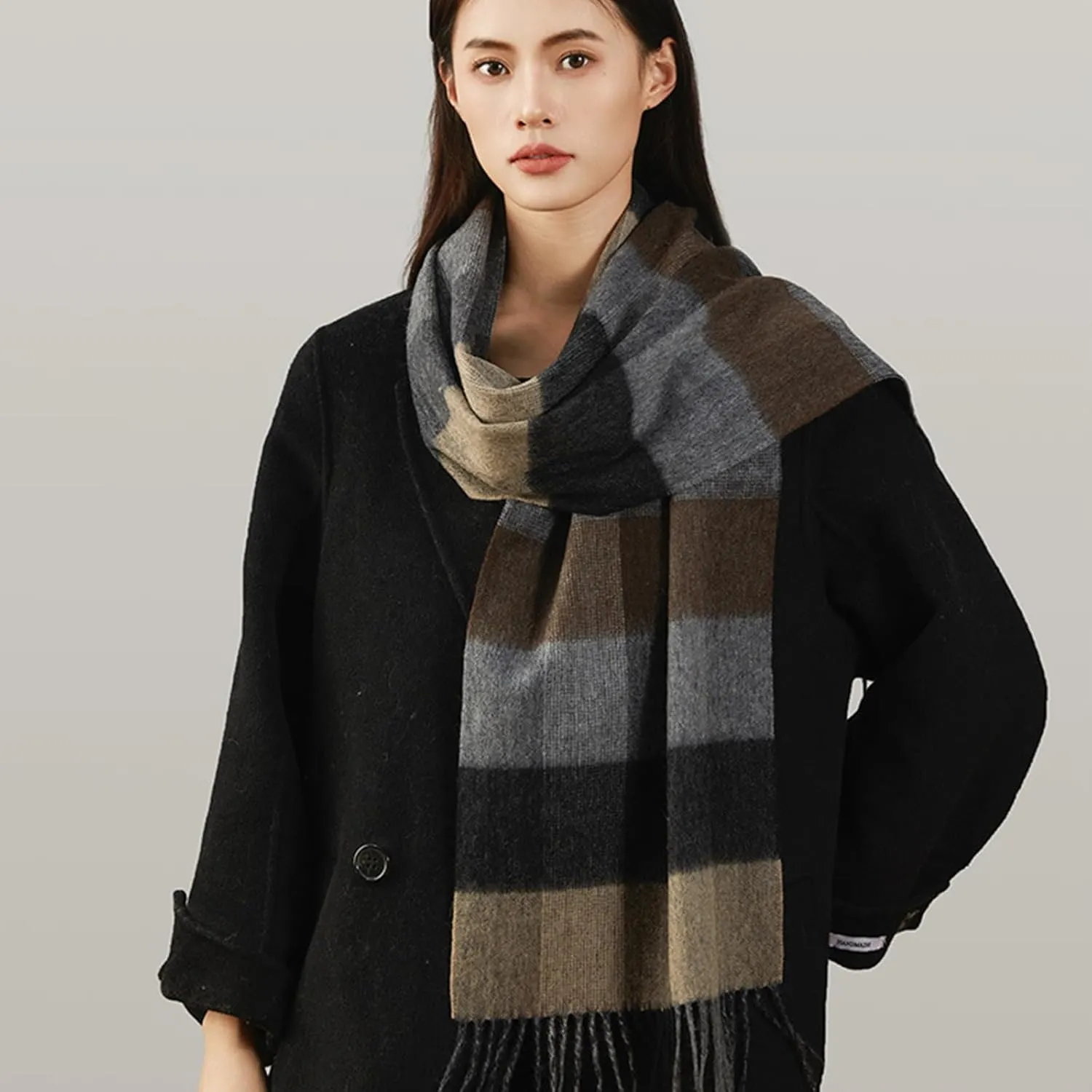 Winter Tartan Scarf Women Men Wool Scarf With Tassel Classic Checked Plaid Cashmere Scarves Warm Pashmina Shawl Wrap