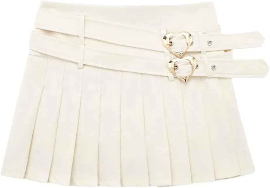 Women's Pink Playful Pleated Skirt Black A Line Mini Skirt