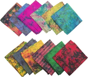 Women's Recycled Pure Silk Abstract Print Scarf Set (Multicolor, 36 inches x 36 inches, Pack of 12) Gift for her