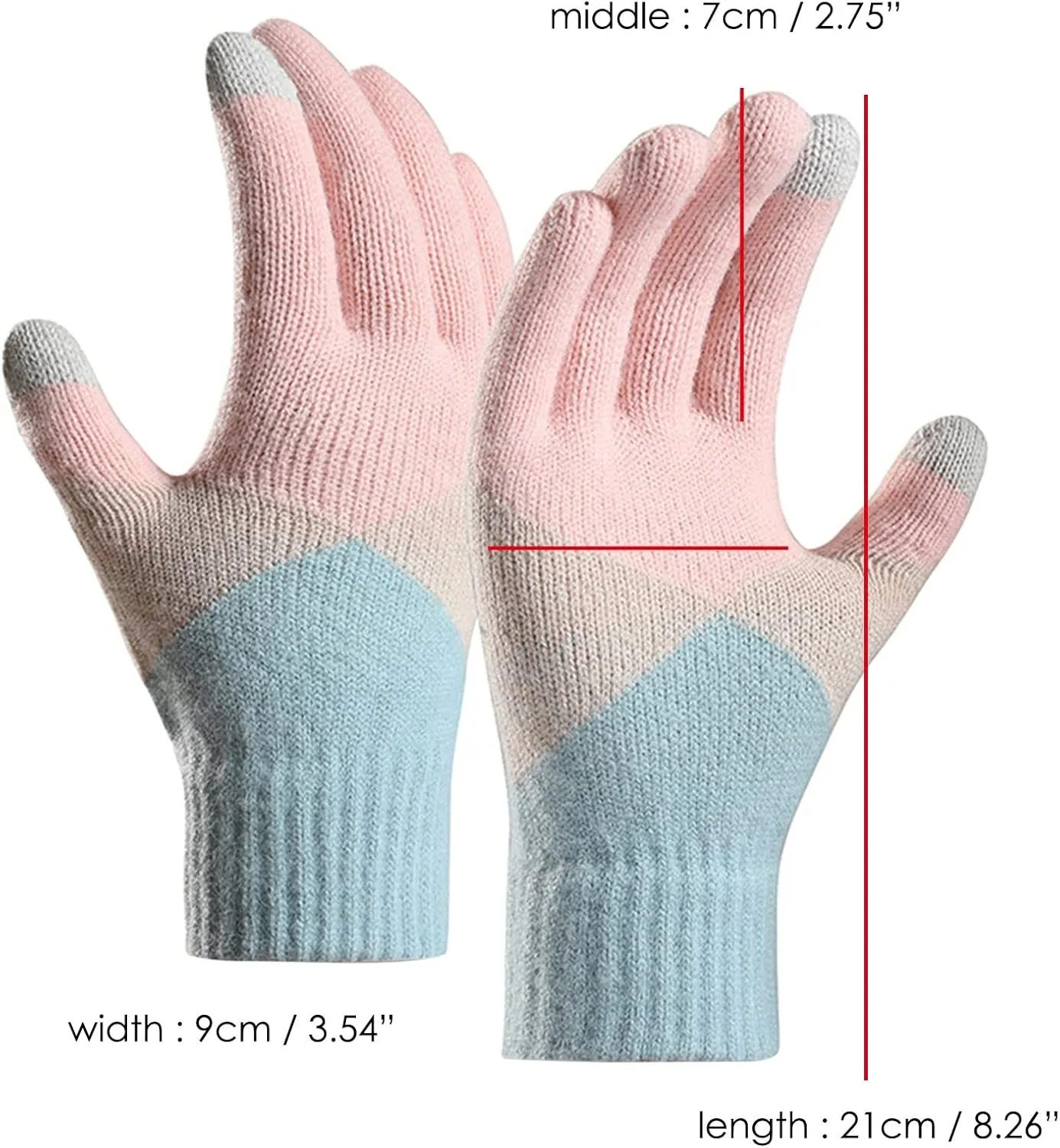 Women's Winter Touchscreen Gloves Warm Knit Gloves, Elastic Cuff Winter Texting Gloves Christmas Halloween