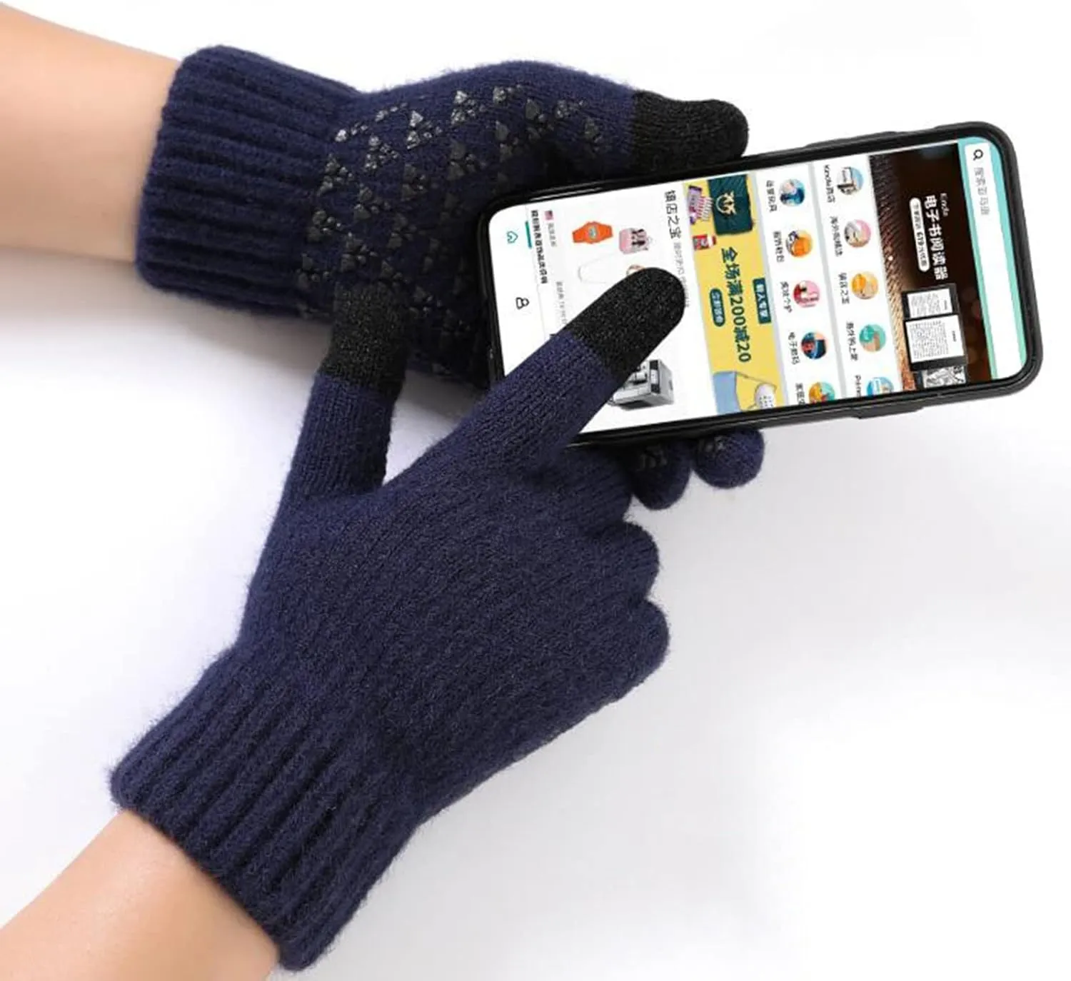 Women's Winter Touchscreen Gloves Warm Knit Gloves, Elastic Cuff Winter Texting Gloves Christmas Halloween