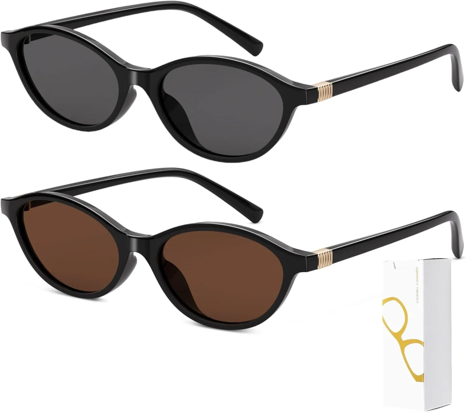 Y2K Sunglasses for Women 2000s Retro Oval Frame Vintage Cat Eye Trendy Narrow Lightweight Futuristic Accessory