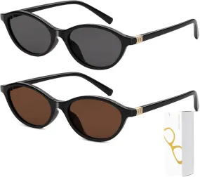 Y2K Sunglasses for Women 2000s Retro Oval Frame Vintage Cat Eye Trendy Narrow Lightweight Futuristic Accessory