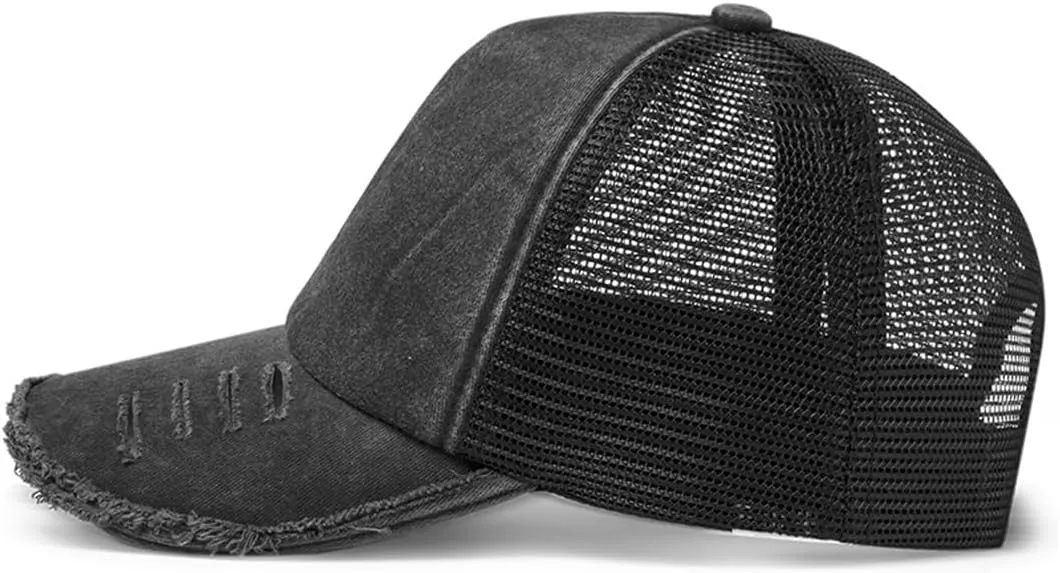 YuMENo Summer Mesh Back Baseball Cap for Women Men Breathable Adjustable Vintage Washed Distressed Cotton Dad Hat
