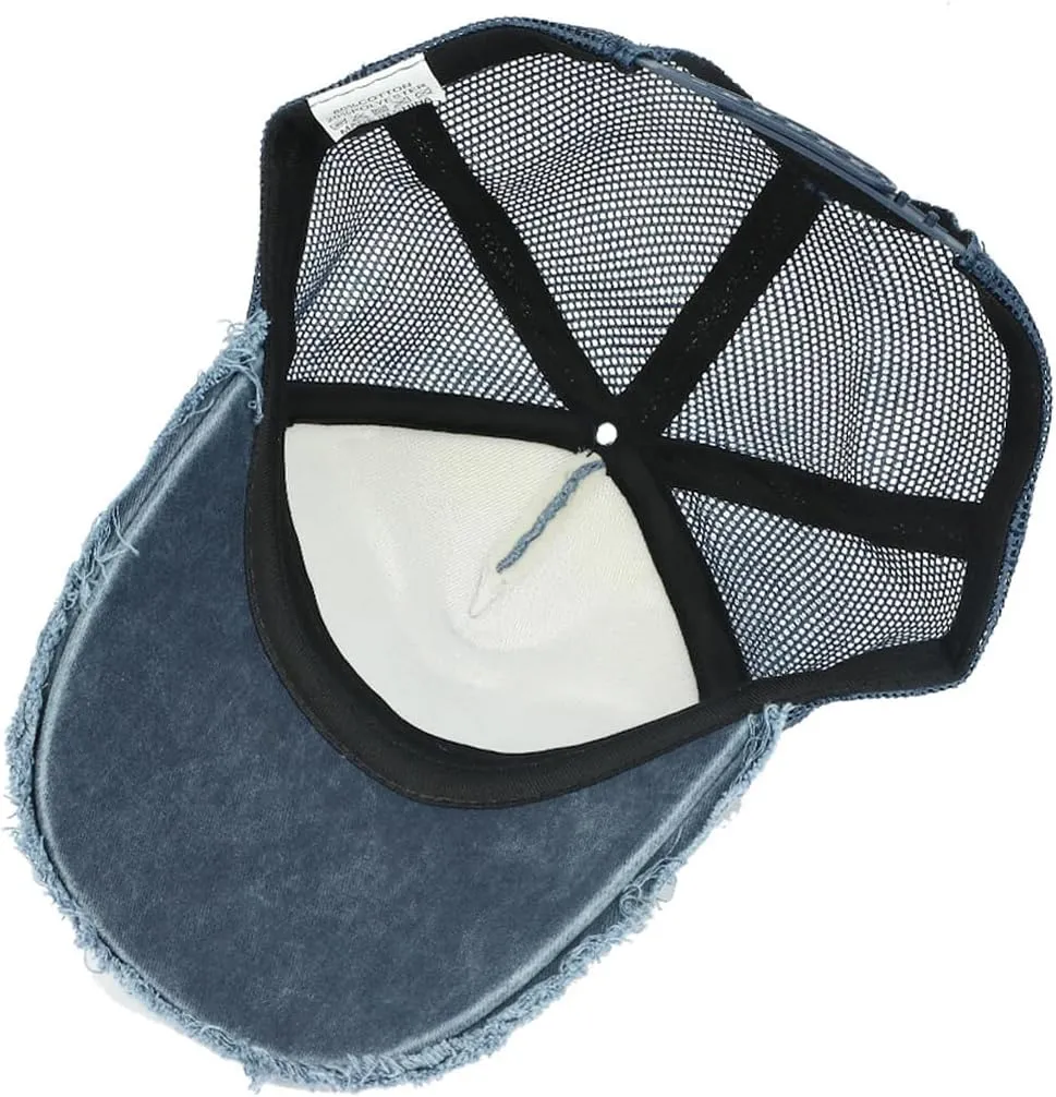 YuMENo Summer Mesh Back Baseball Cap for Women Men Breathable Adjustable Vintage Washed Distressed Cotton Dad Hat